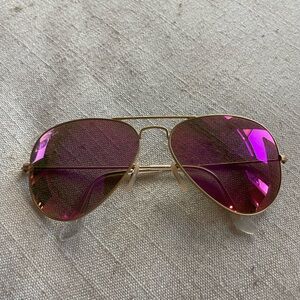 Rayban Large Neon/Hot Pink Gradient Mirrored Aviator Sunglasses